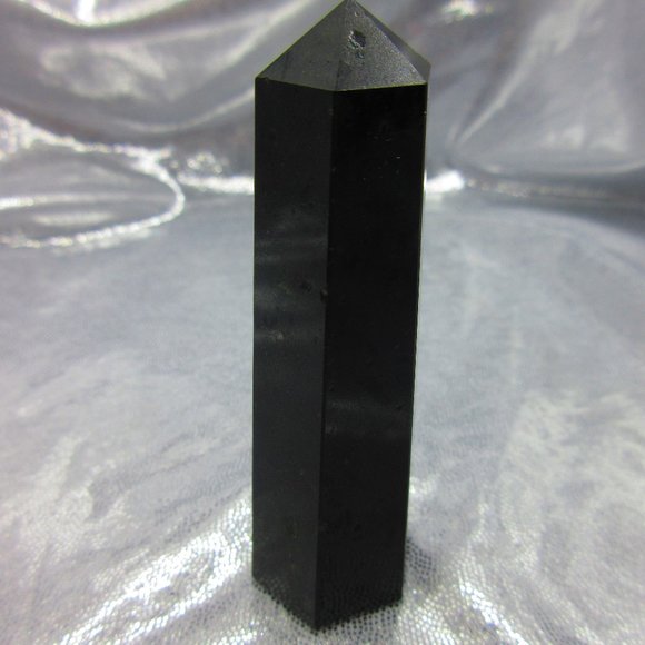 Black Tourmaline Polished Tower Generator Crystal Meditation Tool - Picture 1 of 6